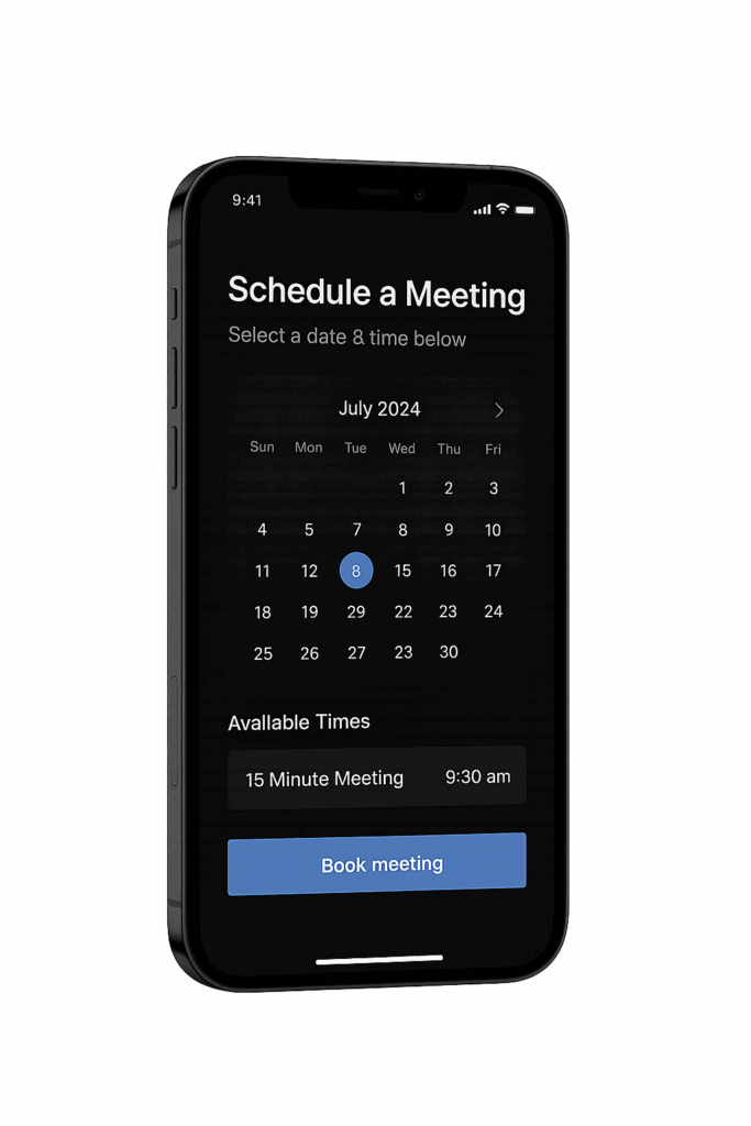 llustration av mobil bokningskalender – LJO Media mötesbokning online